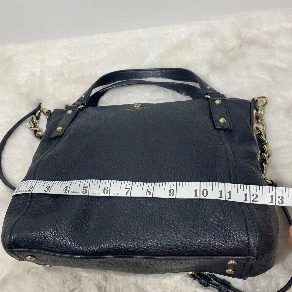 Kate Spade NY Black‎ Pebbled Leather Convertible Shoulder Handbag Gold Chain